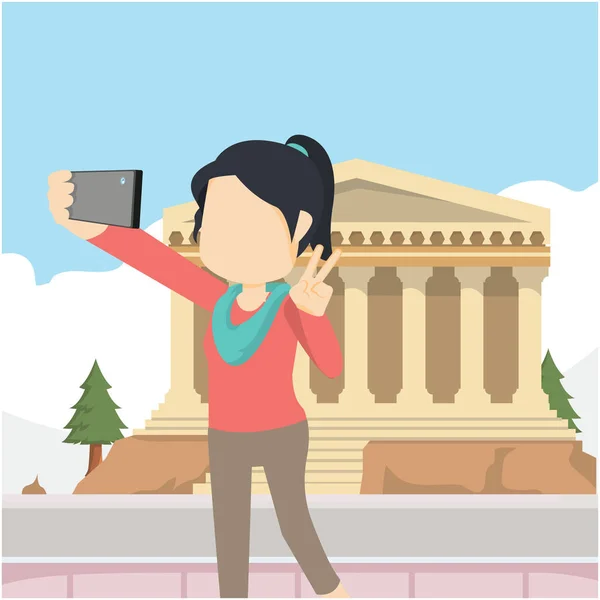 Selfie Griekse Vector Illustratie Platte Ontwerp Stye — Stockvector