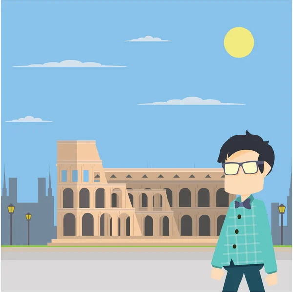 inek collosseum tur vektör çizim düz tasarım stil