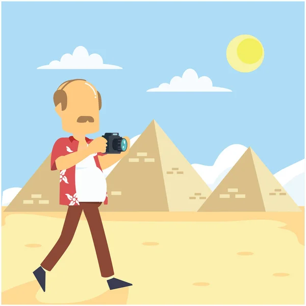 Piramit vektör illustratio düz tasarım stil ziyaret