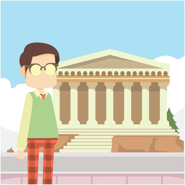 adam infront pathemon Tapınağı 