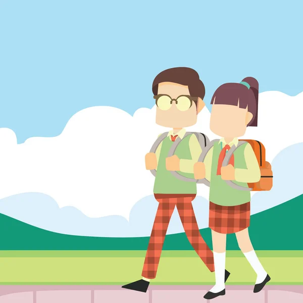 okul çocuğu ve kız öğrenci okula yürüme 