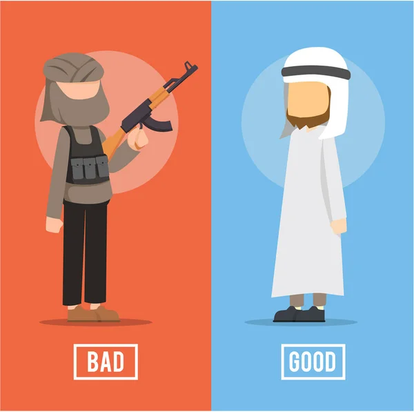 Плохой Хороший Дизайн Арабских Иллюстраций — стоковый вектор