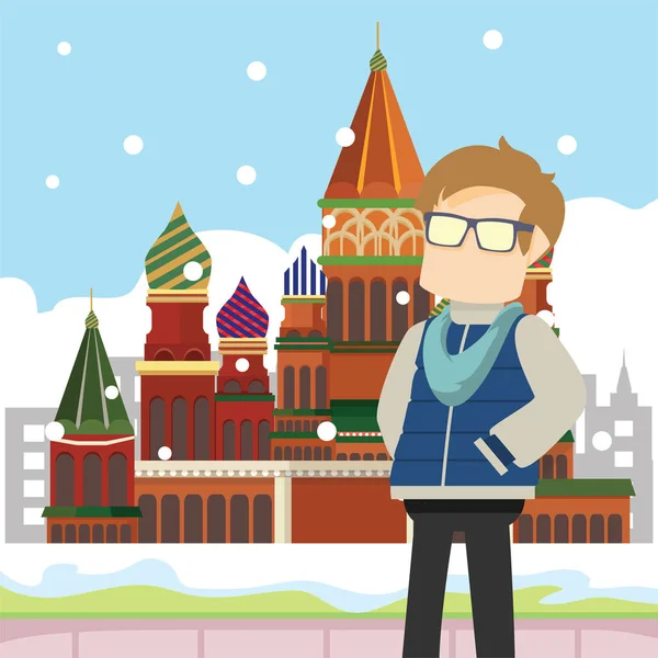 Turist Moskva Ryssland — Stock vektor