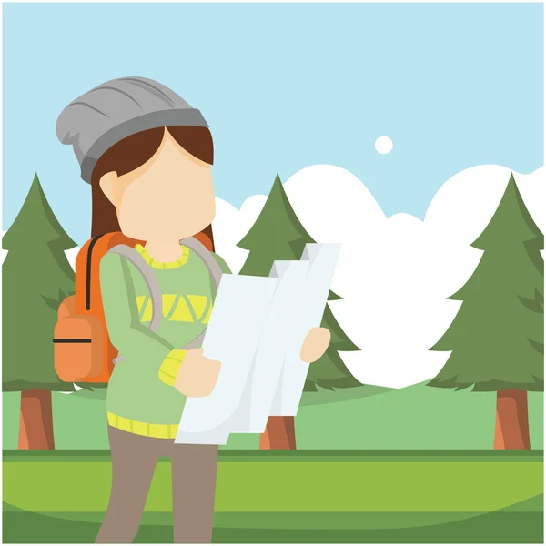 harita ormanda kullanan yolcu kız