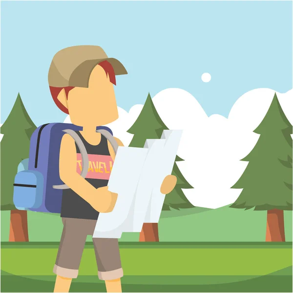 ormanda harita kullanarak Gezgin