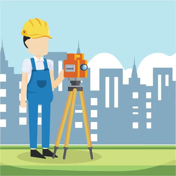 Builder Surveyor City — Stock vektor