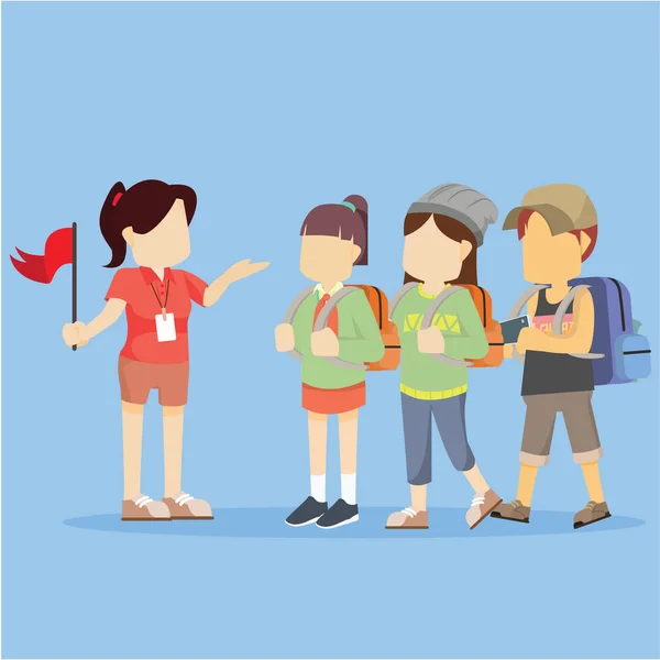 turist vektör illustratio düz tasarım arpacık ile rehberlik