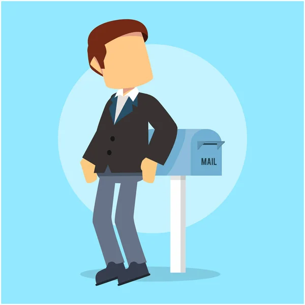 Hombre Negocios Esperando Correo — Vector de stock