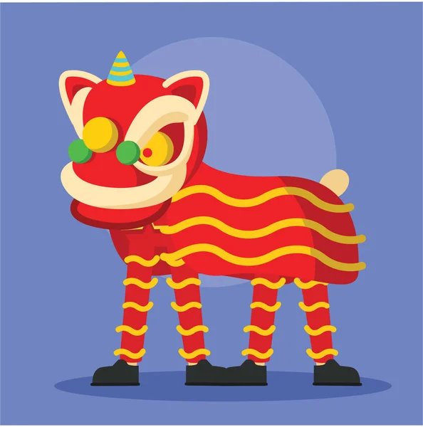 Chinois Lion Danse Vectoriel Illustration Plat Design Stye Illustration De Stock