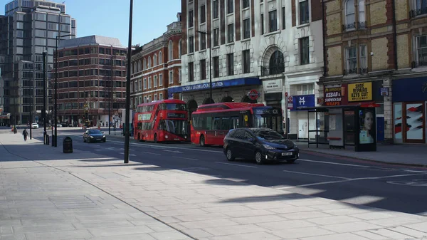 London, UK, March, 20, 2020: Double decker buses at London coronavirus lockdown — Stock Photo, Image