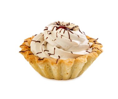 Sepet krem brulee ve reçel ile kek, sulanan çikolata syru olduğunu