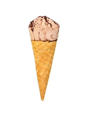 Çikolatalı dondurma waffle koni çikolata süslemeli 