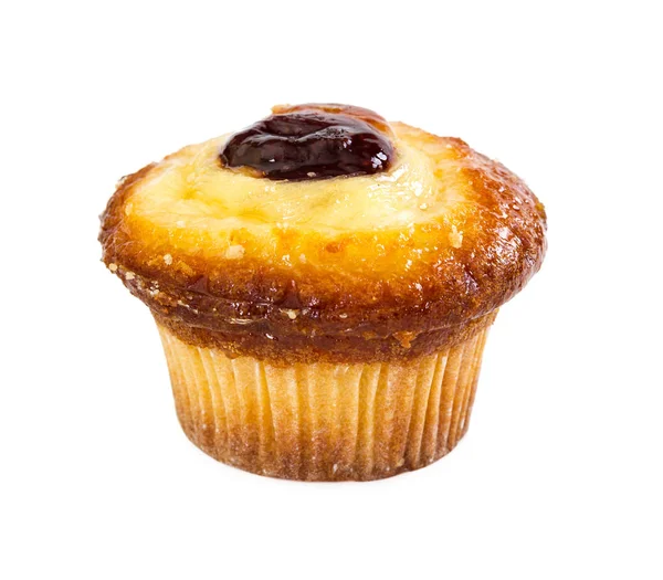 Queso de cabaña y muffin de vainilla con mermelada —  Fotos de Stock