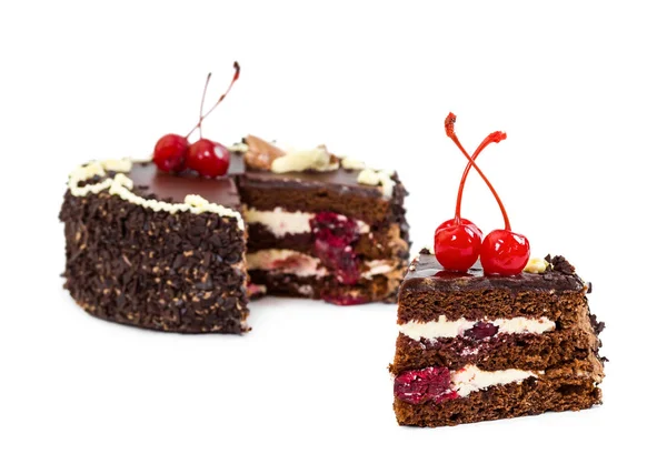 Chocolate cake with cherry — Stock Photo, Image