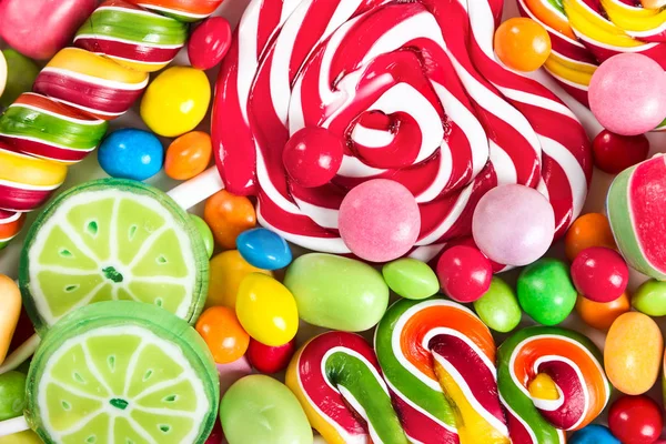 다채로운 사탕과 막대 사탕 — 스톡 사진