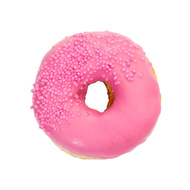 Pembe jöleli ve şekerli donut. 