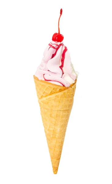 シロップとワッフル コーンの桜アイスクリーム — ストック写真
