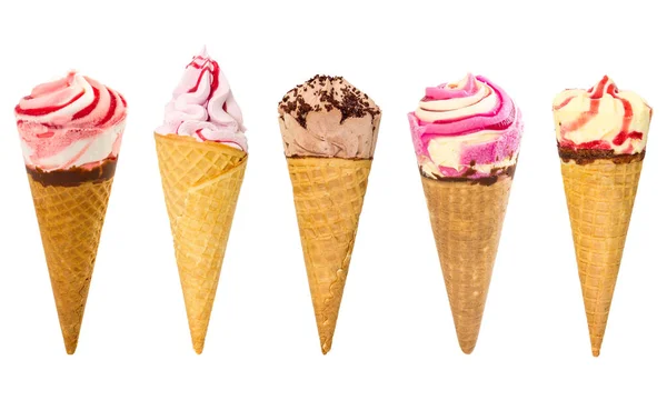 Set de helados en cono de gofre —  Fotos de Stock