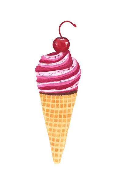桜と水彩のアイスクリーム — ストック写真