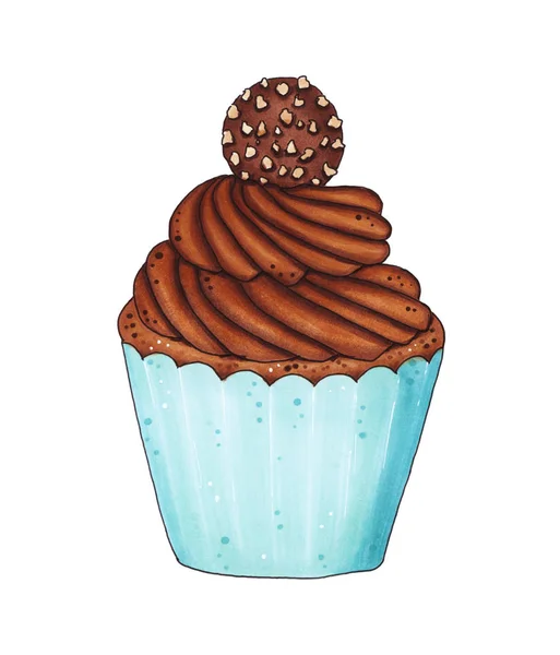 Chocolade cupcake geïsoleerd op witte achtergrond. — Stockfoto