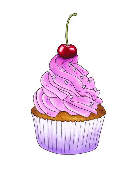 Kersen cupcake met kersen — Stockfoto