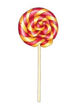Renkli lolipop. Çizilmiş marker illüstrasyon el.