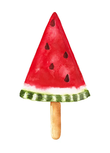 Watermeloen popsicle. Hand getekend aquarel illustratie. — Stockfoto