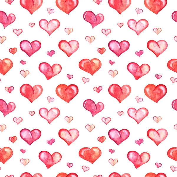 Beyaz üzerine suluboya kalpleri ile Seamless Modeli