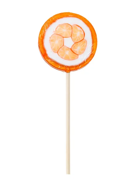 Piruleta naranja aislada en blanco — Foto de Stock
