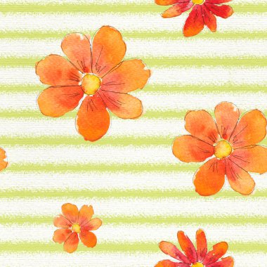 Çiçeklerle sulu boya deseni 