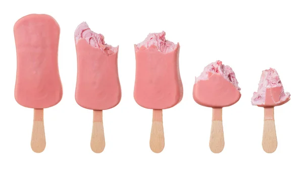 Mangiato gelato alla fragola — Foto Stock