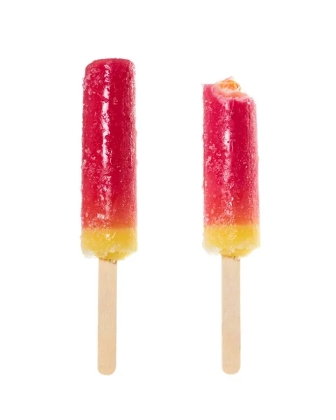 Twee vruchten ijslollys Stockfoto