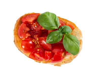 Bruschetta taze domates ve fesleğen ile.  