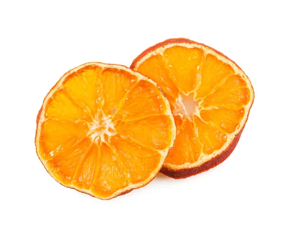 Twee sneetjes van gedroogde oranje — Stockfoto