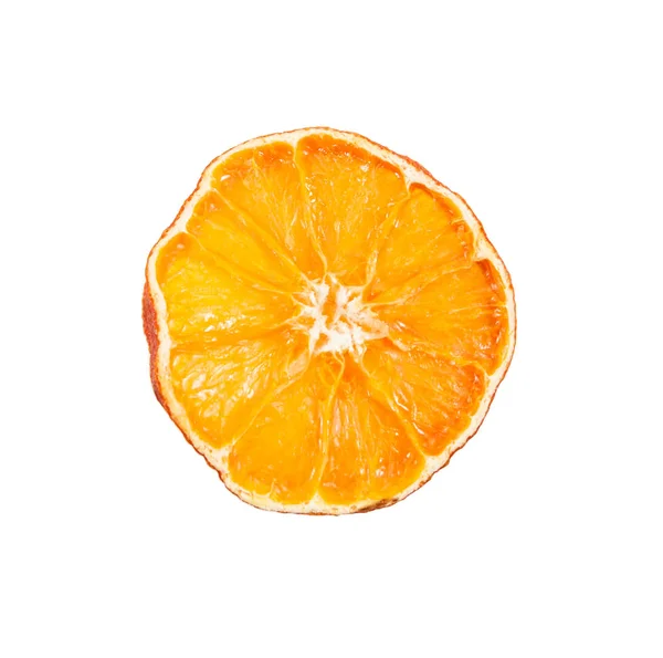 Fatia de laranja seca isolada em branco — Fotografia de Stock