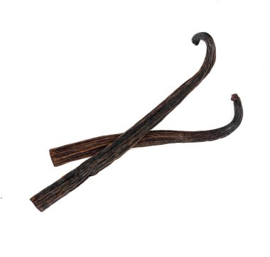 Beyaz izole iki vanilya pods  