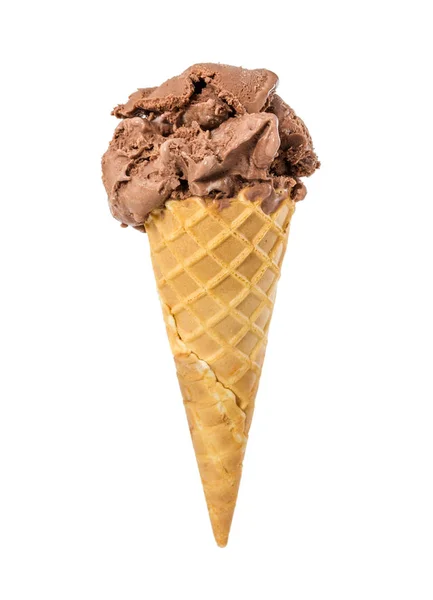 Gelato al cioccolato nel cono di cialde — Foto Stock