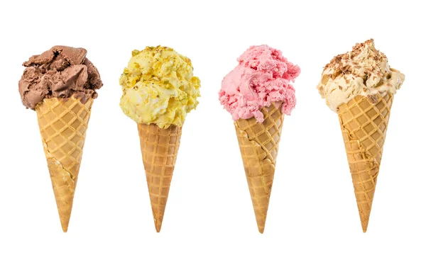 Набір морозива у вафельному конусі Стокове Фото