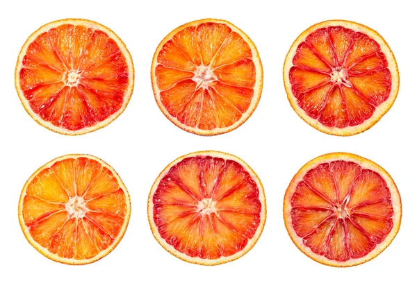 Set voor bloedrode orange slice geïsoleerd op wit — Stockfoto