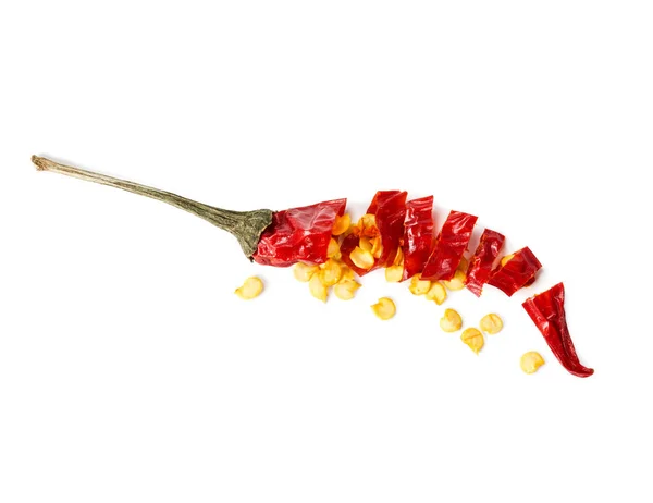 Dried red hot chilli pepper isolated on white background. — Stock Photo, Image