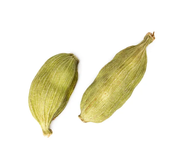 Dos vainas de cardamon aisladas en blanco — Foto de Stock