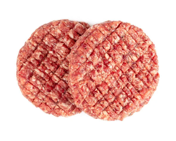 Two raw burger meat isolated on white — Stock Photo, Image