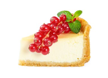 Taze üzümlü ve nane yapraklı cheesecake.  