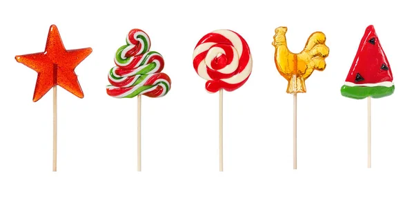 Set Colorful Lollipops Isolated White Background — Stock Photo, Image