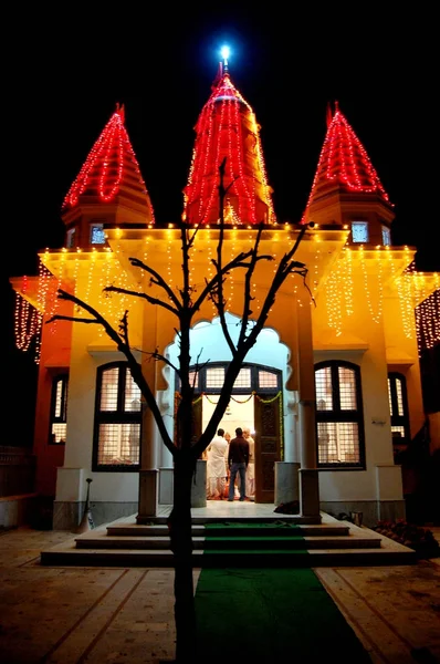 Outdoor temple Night View in Indian Village — Stock Photo, Image