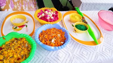 Bir Plastiğin Durgun Yaşamı (Pichkari) su tabancası ve Hindistan Holi Festivali 'nde kullanılan renkler