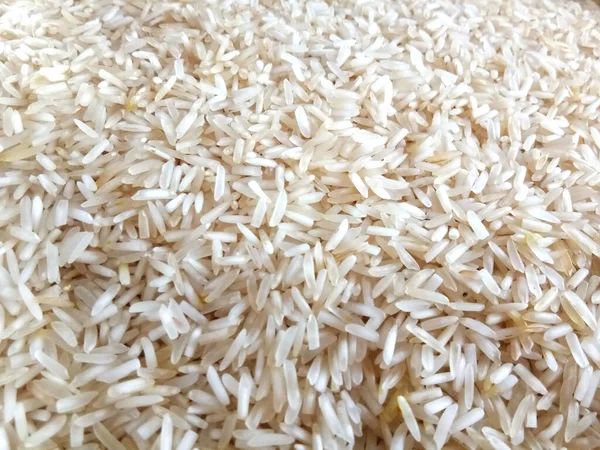 Fond Long Riz Blanc Céréales Crues Non Cuites Macro Gros — Photo