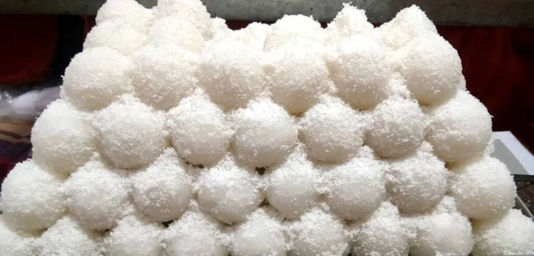 Kelapa Laddoo Manis Atau Nariyal Ladduis Makanan Festival Populer Dari — Stok Foto