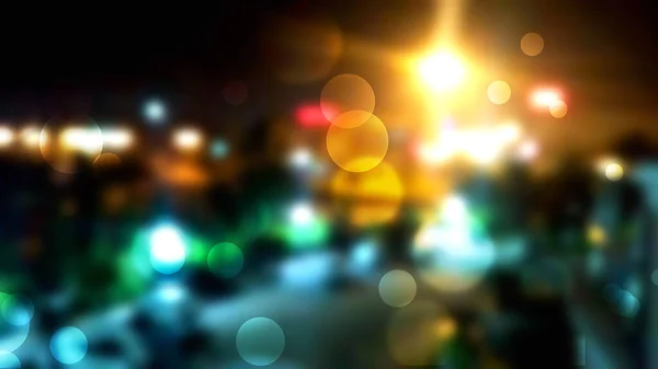 Vintage Tone Abstract Blurred Road Night Time Light Bokeh Background — Zdjęcie stockowe