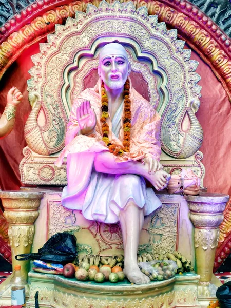 Индийский Индуистский Бог Ширдивале Саи Баба Благословенный Каменный Идол Индуистском — стоковое фото